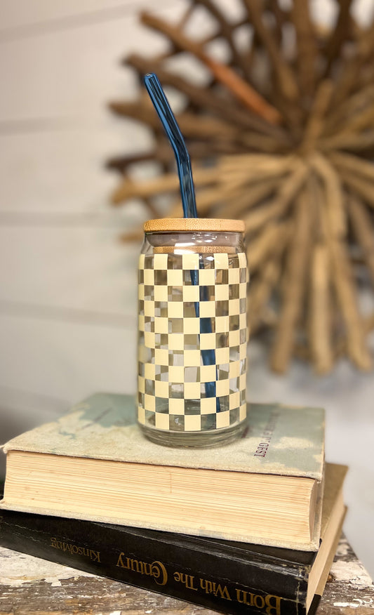 Checkered Glass Can